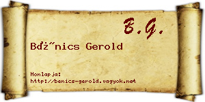 Bénics Gerold névjegykártya